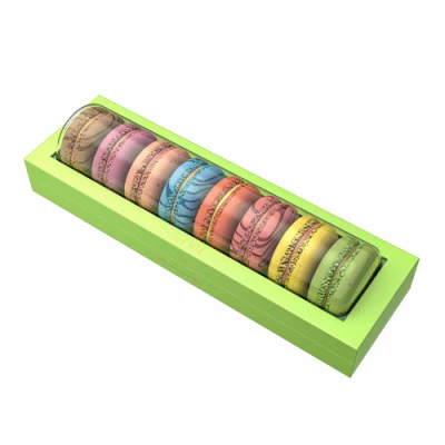 Emballage personnalisé boîte de papier carton Macron gâteau boulangerie noix bonbons boîte de chocolat avec fenêtre transparente en PVC