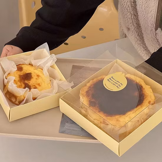 Boîte d'emballage de gâteaux en gros, boîtes à gâteaux en vrac, PVC Transparent pour animaux de compagnie, fleur, cadeau de fête, produit d'emballage rond et carré avec boîte d'impression